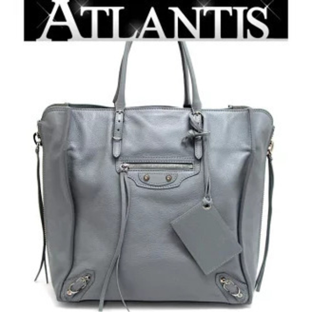 Balenciaga Paper Tote Bag Leather Gray